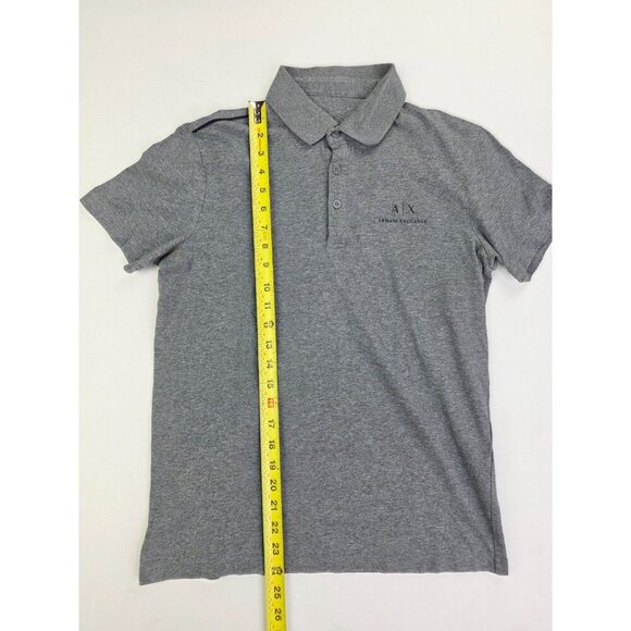 A/X Armani Exchange Size Small Mens Charcoal Gray chest Logo Short Sleeve Polo - Picture 9 of 10